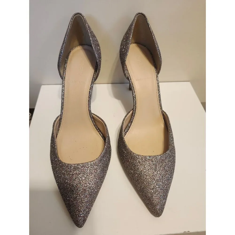 J.Crew Iridescent Glitter D'Orsay Pointed Toe Pumps Sz. 7 $228 Made in Italy